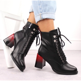 Botines de mujer con tacón decorativo negro D&amp;A S.Barski Premium Collection MR880-132 4