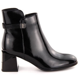 Botines de charol negro con tacón decorativo D&amp;A S.Barski Colección Premium MR880-140 4