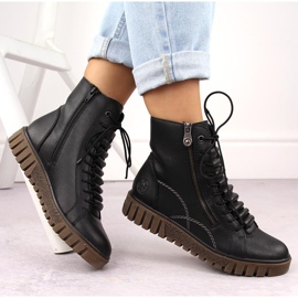 Botines de mujer de piel negra con plataforma Rieker Y3410-00 negro 11