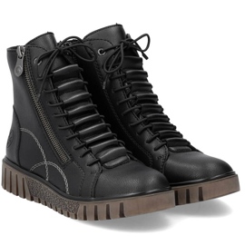 Botines de mujer de piel negra con plataforma Rieker Y3410-00 negro 4