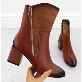 Botines de mujer aislantes de tacón marrón Jezzi ASA217-9 4