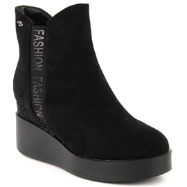 Botas de cuña aislantes para mujer con circonitas, negras T.Sokolski Z23-369 negro 4