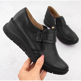 Zapatos cuña mujer cómodos piel negro Helios 640S 1