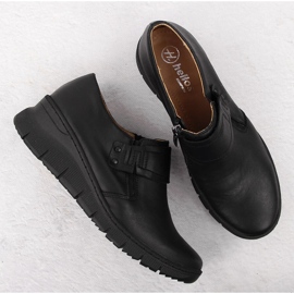 Zapatos cuña mujer cómodos piel negro Helios 640S 3