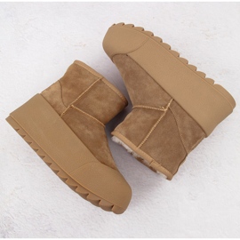 Botas de nieve de mujer de piel con plataforma camel Big Star OO274A212 marrón 3