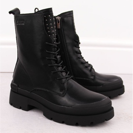 Botas trabajadoras de piel para mujer con remaches, negras Big Star OO274A269 negro 2