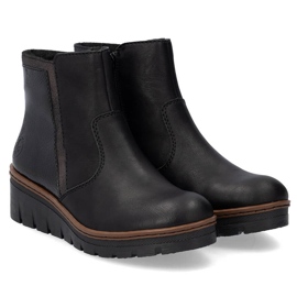 Cómodos botines de mujer charol negro Rieker X9150-00 11