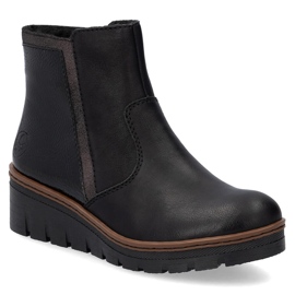Cómodos botines de mujer charol negro Rieker X9150-00 7