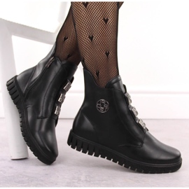 Botines de mujer de piel negra con plataforma y adornos, Filippo DBT6360 negro 5