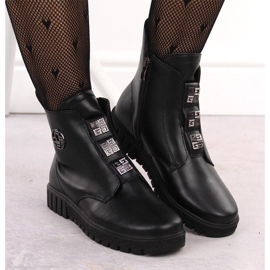 Botines de mujer de piel negra con plataforma y adornos, Filippo DBT6360 negro 7