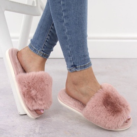 Zapatillas de estar por casa para mujer con pelo, rosa empolvado, Unisoft 6644 rosado 4