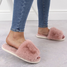 Zapatillas de estar por casa para mujer con pelo, rosa empolvado, Unisoft 6644 rosado 5
