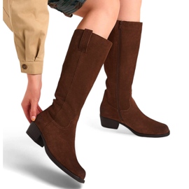 Botas cowboy de mujer en piel marrón de Sergio Leone KZ268 6