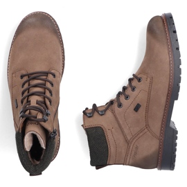 Botas de montaña impermeables de piel para hombre, con aislamiento marrón Rieker F3612-24 1