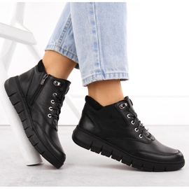Botas de mujer de piel con plataforma, negro Helios 561 4
