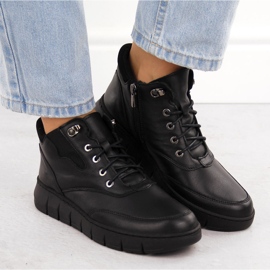 Botas de mujer de piel con plataforma, negro Helios 561 6