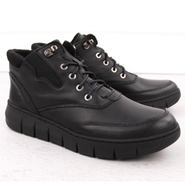 Botas de mujer de piel con plataforma, negro Helios 561 2