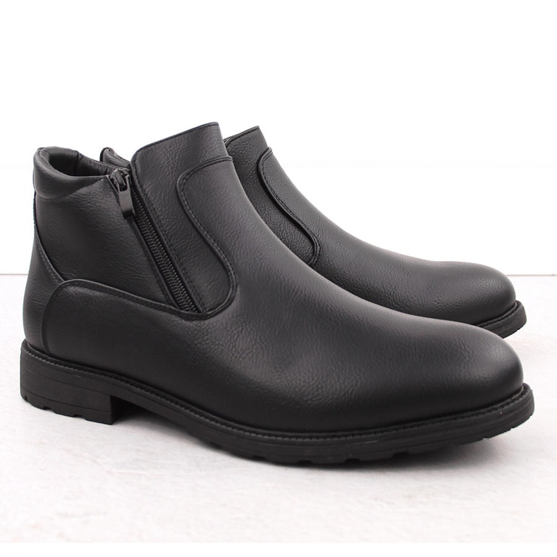 Atletico Botas de hombre, botas Chelsea con aislamiento, negras Man's Style WS-002 negro 1