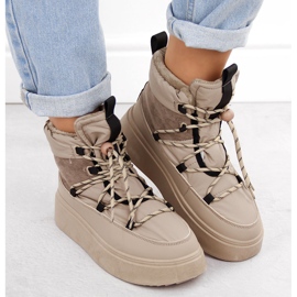 Botas de nieve de mujer con plataforma, beige Potocki 72302 6