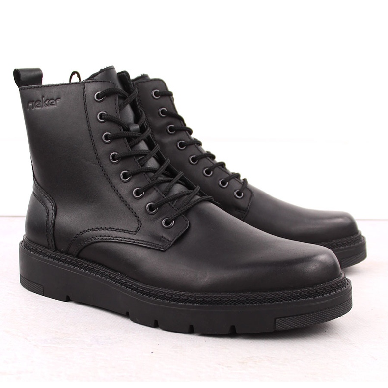 Botas de piel con aislamiento para hombre, negras, Rieker 30101-00 negro 1 Botas de piel con aislamiento para hombre, negras, Rieker 30101-00 negro 1