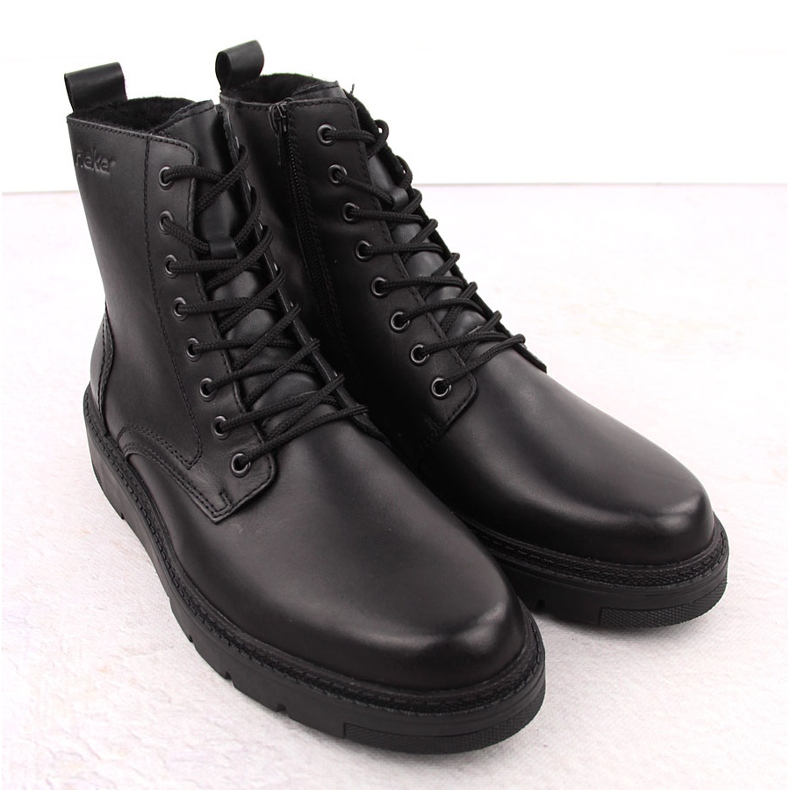 Botas de piel con aislamiento para hombre, negras, Rieker 30101-00 negro 2 Botas de piel con aislamiento para hombre, negras, Rieker 30101-00 negro 2