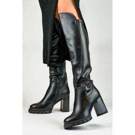 Botas negras aislantes de tacón alto para mujer GD-FL3033B negro 2 Botas negras aislantes de tacón alto para mujer GD-FL3033B negro 2