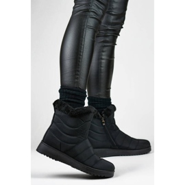 Botas de nieve aislantes para mujer con pelo, negro W76B 3