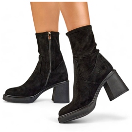 Botas de mujer con parte superior de ante elástico, negro GD-FL2202B 1