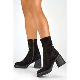 Botas de mujer con parte superior de ante elástico, negro GD-FL2202B 2