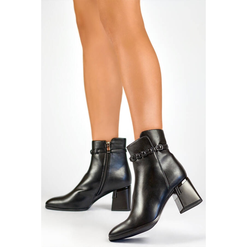 Botas de mujer con tacón decorativo, aislante negro GD-FL2089B 2
