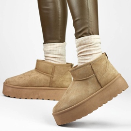 Botas de nieve de mujer con plataforma, beige oscuro TL242-KH 4