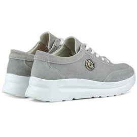 Zapatillas deportivas de mujer de piel con plataforma, gris GD-XF-108G 3