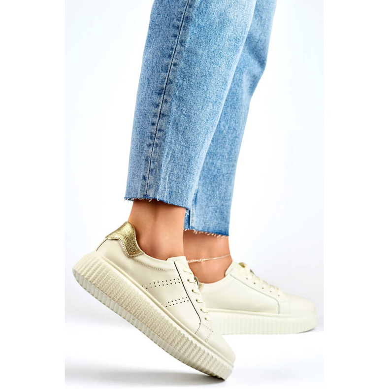 Deportivas mujer en piel con plataforma, beige GD-RS2007BE 2 Deportivas mujer en piel con plataforma, beige GD-RS2007BE 2