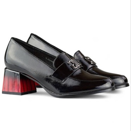 Zapatos de charol para mujer con decoración en el talón, negro GD-FL479-B 4