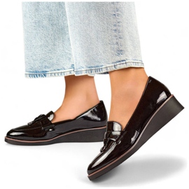 Zapatos cuña mujer charol, negro, 24-58266B 1