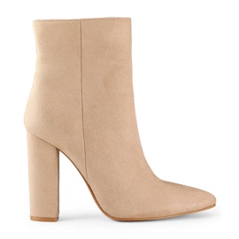 Botines de mujer de ante con tacón en punta, beige D7959B 4