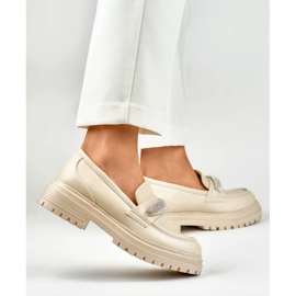 Mocasines de mujer con pedrería, beige 7961BE 3