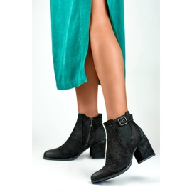 Botines de mujer de ante, negro, 260041B-SU 2
