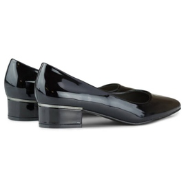 Zapatos de tacón bajo con punta en punta para mujer, charol negro, GD-XR106C-B 2