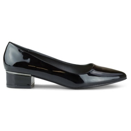 Zapatos de tacón bajo con punta en punta para mujer, charol negro, GD-XR106C-B 4
