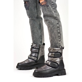 Botas de nieve mujer con velcro metalizado negro y plata JH-1Si 2 Botas de nieve mujer con velcro metalizado negro y plata JH-1Si 2
