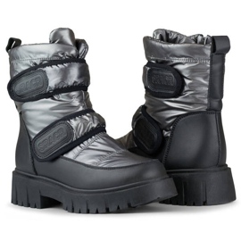 Botas de nieve mujer con velcro metalizado negro y plata JH-1Si 4