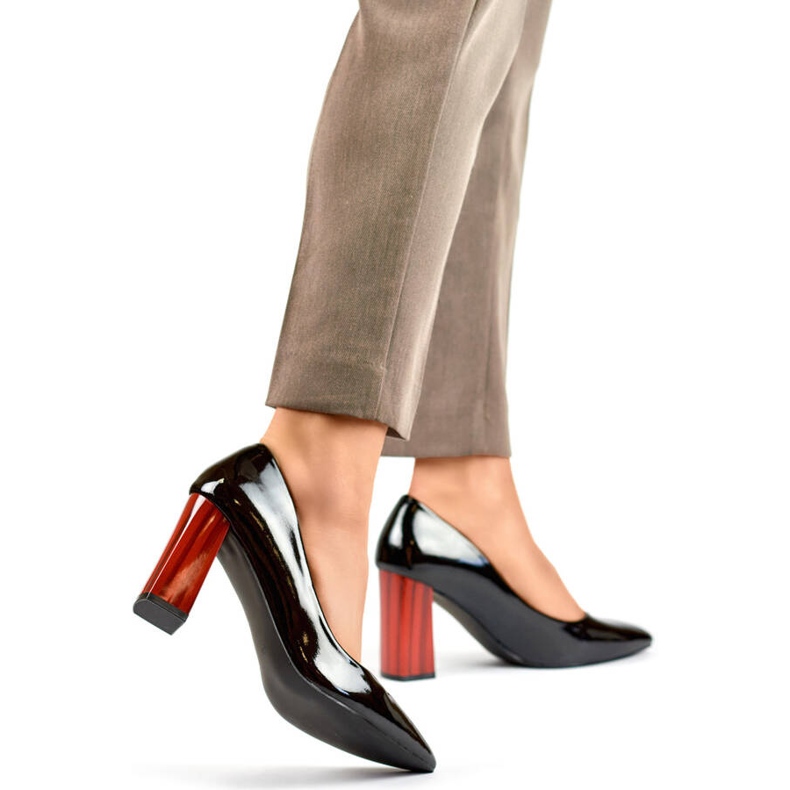 Salón alto de charol rojo para mujer, negro GD-FL486B-B 2