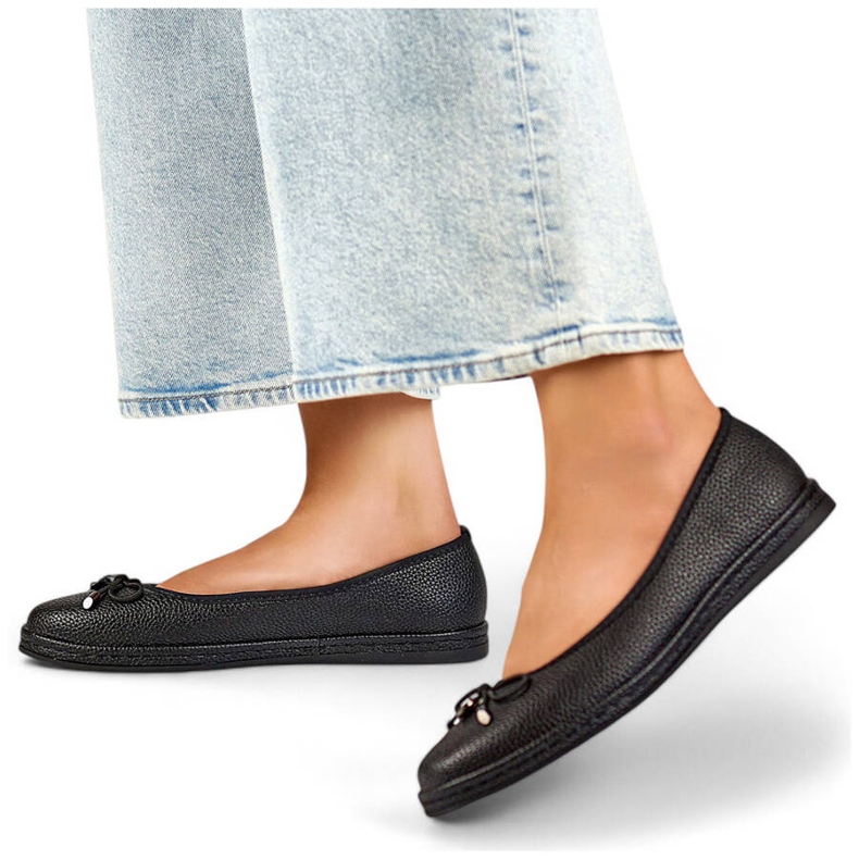 Bailarinas de mujer cómodas en color negro con lazo GD-XR392A-B 1