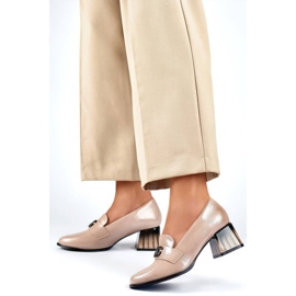Zapatos elegantes de mujer en charol con tacón alto, beige GD-FL479-D.BE 3