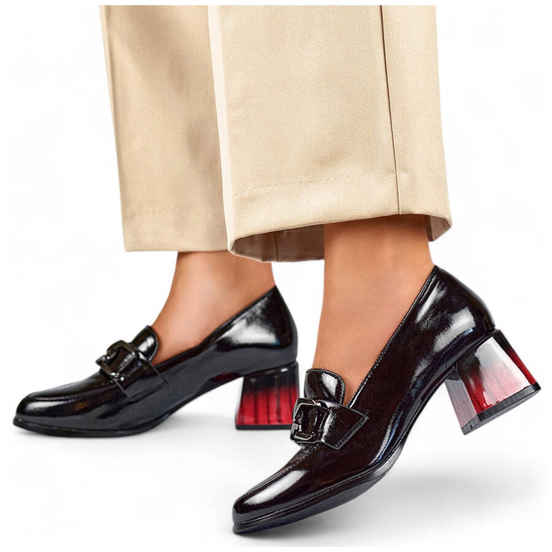 Zapatos elegantes de mujer en charol con tacón alto, negro GD-FL477-B 1