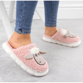 Zapatillas de estar por casa para mujer de pelo con oveja, rosa Filippo DK6683 rosado 5