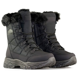 Botas de nieve aislantes para mujer con pelo, negro 9093B 5