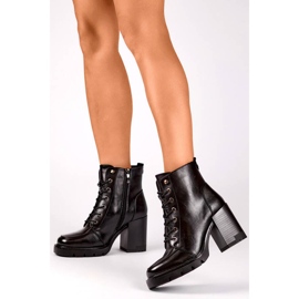 Botines de tacón alto con aislamiento para mujer, negro 24-12493B 2