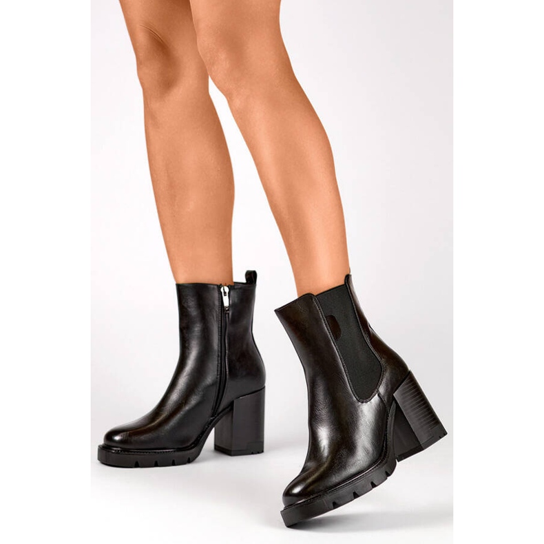 Botas Chelsea aislantes para mujer con tacón alto, negro 24-12495B 2